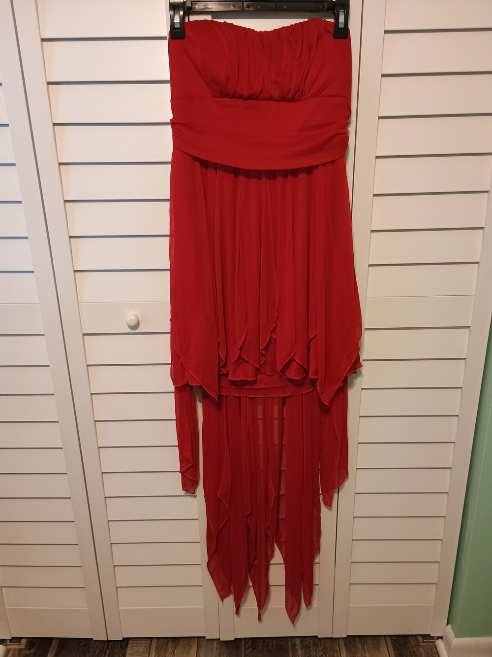 Ruby Rox Red Strapless High-Low Chiffon Dress